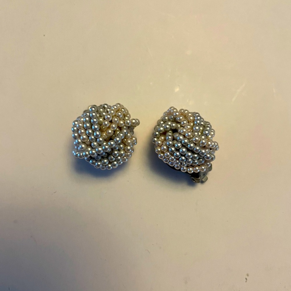 Faux pear clip earrings